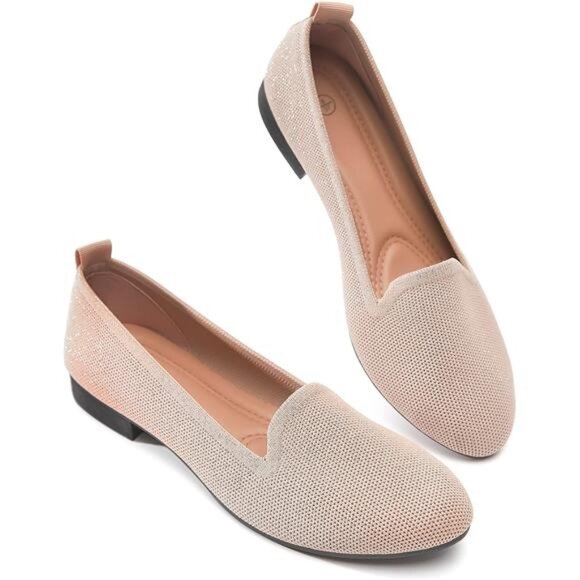 Women's Sparkly Flats Shoes Shiny Mesh Loafers Shoes Soft Memory Foam Flats - Picture 1 of 7